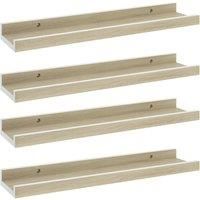 Wall Shelves 4 pcs White and Sonoma Oak 40x9x3 cm