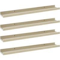 vidaXL Wall Mounted Shelves 4 pcs, Contemporary Design, White and Sonoma Oak Colour, MDF Material, Ideal for Living Room, Bedroom, Office, Modern Style, 60x9x3 cm