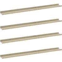 Wall Shelves 4 pcs White and Sonoma Oak 100x9x3 cm