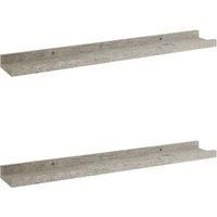 vidaXL Modern Style, Concrete Grey Wall-Mounted Shelves, Set of 2, made of Sturdy MDF, 60x9x3 cm size, Easy to Clean, Perfect for Living Interior Space Maximization