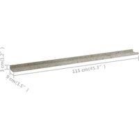 vidaXL Concrete Grey Wall Shelves - 115x9x3 cm MDF Hanging Shelf Set for Displaying Decor in Living Room/Bedroom/Office
