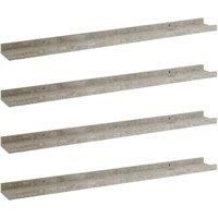 vidaXL Wall Shelves in Concrete Grey - Set of 4 - Durable MDF - Ideal for Home or Office Use - Easy Assembly and Cleaning