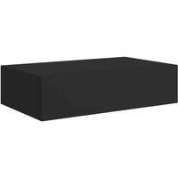 vidaXL Wall-Mounted Drawer Shelf - Compact Floating Shelf with Storage Drawer, Black MDF & Metal - Ideal for Living Room Decor & Storage 40x23.5x10cm