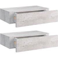 vidaXL Wall Mounted Drawer Shelves - Set of 2, Concrete Grey, Durable MDF and Metal, Space-Saving Living Room Decor