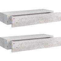 Vidaxl Wall Drawer Shelves 2 Pcs Concrete Grey 60X23.5X10Cm Mdf, Grey