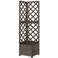 vidaXL Corner Trellis Planter in Grey - Solid Fir Wood Construction, Square Shape, Outdoors Suitable, with Flower Box & Climbing Support, Space-Saving Design, Assembly Required