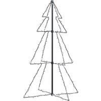 /'vidaXL Christmas Cone Tree Indoor and Outdoor Decor with 160 LEDs, 8 Lighting Effects, Cold White Light, 78x120 cm Size, Comes with 5M Extension Cable