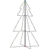 vidaXL 3x5 ft Outdoor and Indoor Christmas Cone Tree - Multicolor LED Cone Tree with 200 Energy-Efficient Lights, 8 Lighting Effects