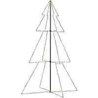 vidaXL Christmas Cone Tree with 240 LEDs, Indoor and Outdoor 118x180 cm - Warm White Light, Multiple Lighting Effects, Secure Installation, Waterproof Extension Cable, USB Included