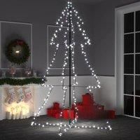 vidaXL Christmas Cone Tree with 240 LEDs and 8 Lighting Effects, Indoor and Outdoor Decoration, Cold White, 118x180 cm