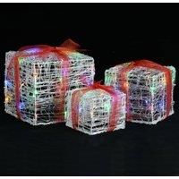 3x Decorative Acrylic Christmas Gift Boxes Decoration Multi Colours vidaXL