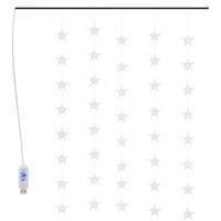 vidaXL LED Star Curtain Fairy Lights 200 LED Warm White 8 Function, White