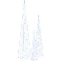 "vidaXL Acrylic Decorative LED Light Cone Set - Christmas Decorations with Energy-Saving LED Lights, 8 Lighting Effects, Indoor-Outdoor, Waterproof - Blue, 30/45/60cm"