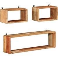 vidaXL Solid Acacia Wood Wall Cube Shelf Set - Decorative and Practical Shelves for Display and Storage in Brown