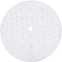 vidaXL Luxury Christmas Tree Blanket Christmas Decoration Christmas Tree Skirt Blanket Floor Mat Christmas Tree Blanket White 90 cm Faux Fur