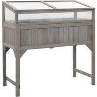 vidaXL Solid Fir Wood Raised Bed with Greenhouse - Spacious Garden Planter for Outdoor Use - Grey