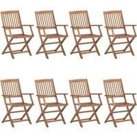 1/2/4/6/8x Solid Acacia Wood Folding Chairs Seating with/without Armrest vidaXL