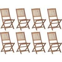 vidaXL Folding Outdoor Dining Chairs - Solid Acacia Wood - Brown - Set of 8 - Ideal for Garden, Patio, Terrace