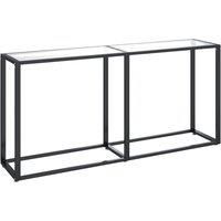 vidaXL Transparent Console Table - Sleek, Contemporary Tempered Glass and Powder-Coated Steel Table - 160cm x 35cm x 75.5cm - Perfect for Living room