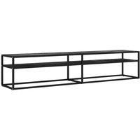 vidaXL TV Cabinet - Black Marble Tempered Glass Stereo HiFi Stand, 200 x 40 x 40.5 cm, Powder-Coated Steel Frame, Living Room Multimedia Storage