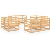 vidaXL 8 Piece Garden Lounge Set in Solid Pine Wood - Rustic, Versatile Configuration, Untreated Natural Wood, Easy Assembly, Perfect for Outdoor Use