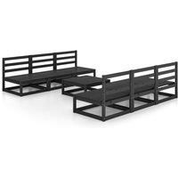 vidaXL 4 Piece Garden Lounge Set Black Solid Pinewood