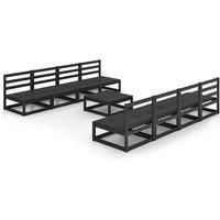 9 Piece Garden Lounge Set Black Solid Pinewood vidaXL