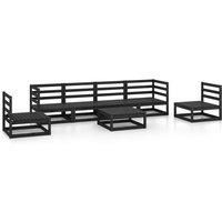 7 Piece Garden Lounge Set Black Solid Pinewood vidaXL