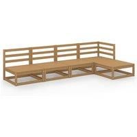 vidaXL Garden Lounge Set 5 Piece, Outdoor Sofa Set, Wooden Lounge Set, Outdoor Furniture Set Middle Sofa Footstool Table, Honey Brown Solid Wood Pine