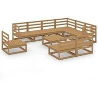Garden Lounge Set Outdoor Furniture Set Sofa Set 10 Piece Wood Pine vidaXL