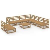 vidaXL Solid Pinewood Patio Garden Lounge Set, Honey Brown, Outdoor Seating for Gardens, Decks, Patios