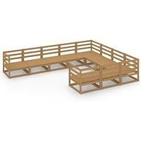 Garden Lounge Set Outdoor Sofa 10 Piece with Cushions Solid Wood Pine vidaXL