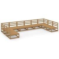 Garden Lounge Set Outdoor Furniture Set Sofa Set 10 Piece Wood Pine vidaXL