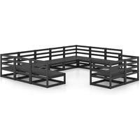 vidaXL Solid Pinewood Garden Lounge Set 11 Piece Outdoor Wooden Furniture Set Garden Sofa Set Patio Lounge Backyard Furniture Sofa Unit