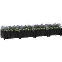 vidaXL Rectangular Raised Bed - Durable Polypropylene Outdoor Garden Planter in Black, Ideal for Plants, Vegetables, Herbs and Flowers, 160x40x23 cm