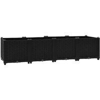 vidaXL Raised Planter Bed - Large Outdoor Polypropylene Garden Bed for Growing Plants, Flowers, and Herbs - Durable and Sturdy - Black.