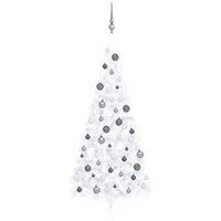 Vidaxl Artificial Half Christmas Tree With Leds&ball Set White 240 Cm