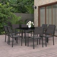 Outdoor Dining Set 9 Piece Steel Garden Furniture Table and Chair Seat vidaXL