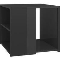 vidaXL Side Table in High Gloss Grey Finish - Modern Design 3 Shelf Side Cabinet, Engineered Wood Side Table for Living Room