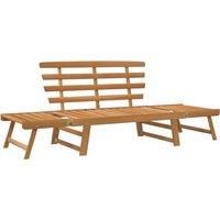Solid Acacia Wood Garden Bench 2-in-1 Patio Sunbed Brown/Brown and Grey vidaXL