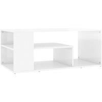 vidaXL Coffee Table with Shelf - High Gloss White Finish - Durable, Engineered Wood Material - Modern, Scandinavian Style - Rectangular Design, 100x50x40cm Dimension