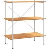 vidaXL 3-tier Shelving Unit White and Oak 80x40x92 cm, White