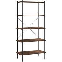 vidaXL 5-Tier Shelving Unit with Steel Frame and Engineered Wood Shelves, Black and Dark Wood - Modern Freestanding Shelf for Living Room, Office, Garage; Measures 80x40x163cm