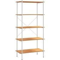 vidaXL 5-Tier Shelving Unit White and Oak Bookcase Bookshelf Standing Shelf