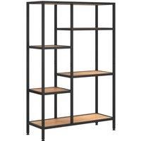 vidaXL Book Shelf - Steel and Engineered Wood Construction, Multiple Shelves for Ample Storage, Light Brown and Black – Suitable for Home and Office