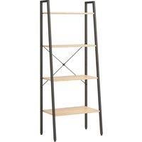 vidaXL 4-Tier Standing Shelf - Sturdy Steel Frame Construction, Engineered wood Storage Shelf - Perfect for Home and Office Use - Light Brown and Black