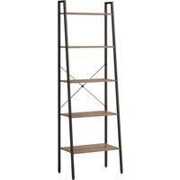 vidaXL 5-Tier Bookshelf - Robust Standing Shelf with Steel Frame - Multifunctional Display Unit for Home & Office - Dark Brown and Black - 56x35x174 cm