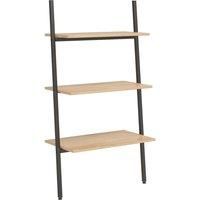 vidaXL 3-Tier Leaning Shelf - Light Brown and Black | Engineered Wood and Steel Construction | Spacious Storage for Books and Plants | Suitable for Various Rooms | Wall Attachment Device Included