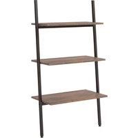 vidaXL 3-Tier Leaning Shelf in Dark Brown and Black - Versatile Steel-Constructed Shelf for Home or Office - Space-Efficient Design with Ample Storage Area