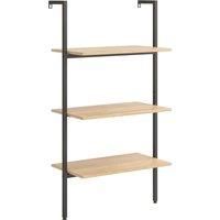 Vidaxl 3-tier Leaning Shelf Light Brown And Black 64X35X120.5 Cm, Brown